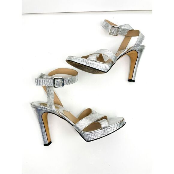 Michael Kors Barbara SILVER‎ LEATHER SANDALS size 9 - Picture 1 of 9